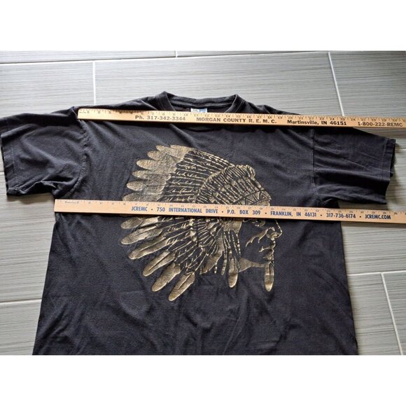 Phat Doc 2XL Black Graphic T-Shirt Gold Native American Chief Design Men's - Picture 5 of 8